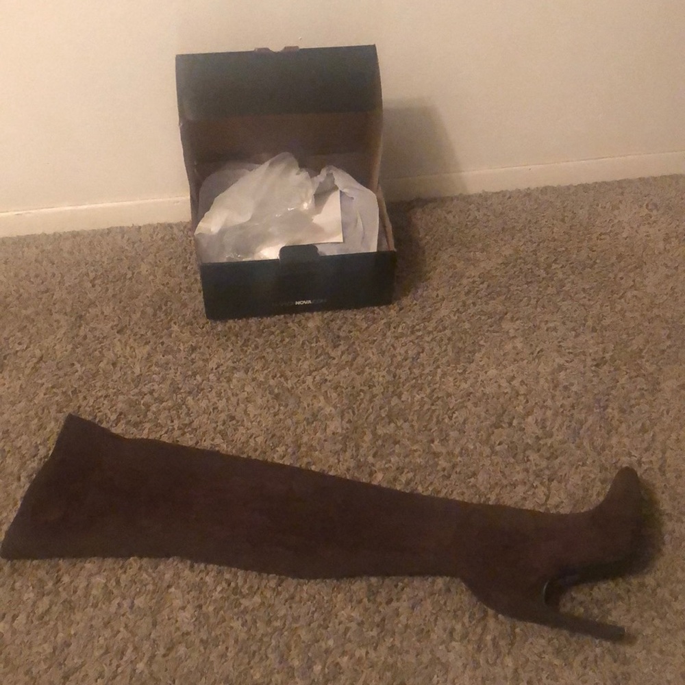 Brown thigh high boots